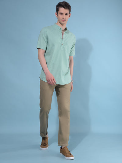 Green Linen Shirt-Men Shirts-Crimsoune Club