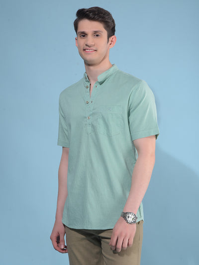 Green Linen Shirt-Men Shirts-Crimsoune Club