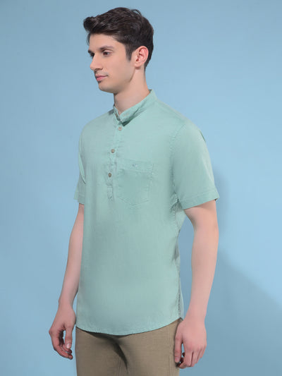 Green Linen Shirt-Men Shirts-Crimsoune Club