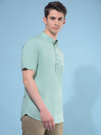 Green Linen Shirt-Men Shirts-Crimsoune Club