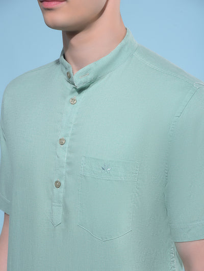 Green Linen Shirt-Men Shirts-Crimsoune Club