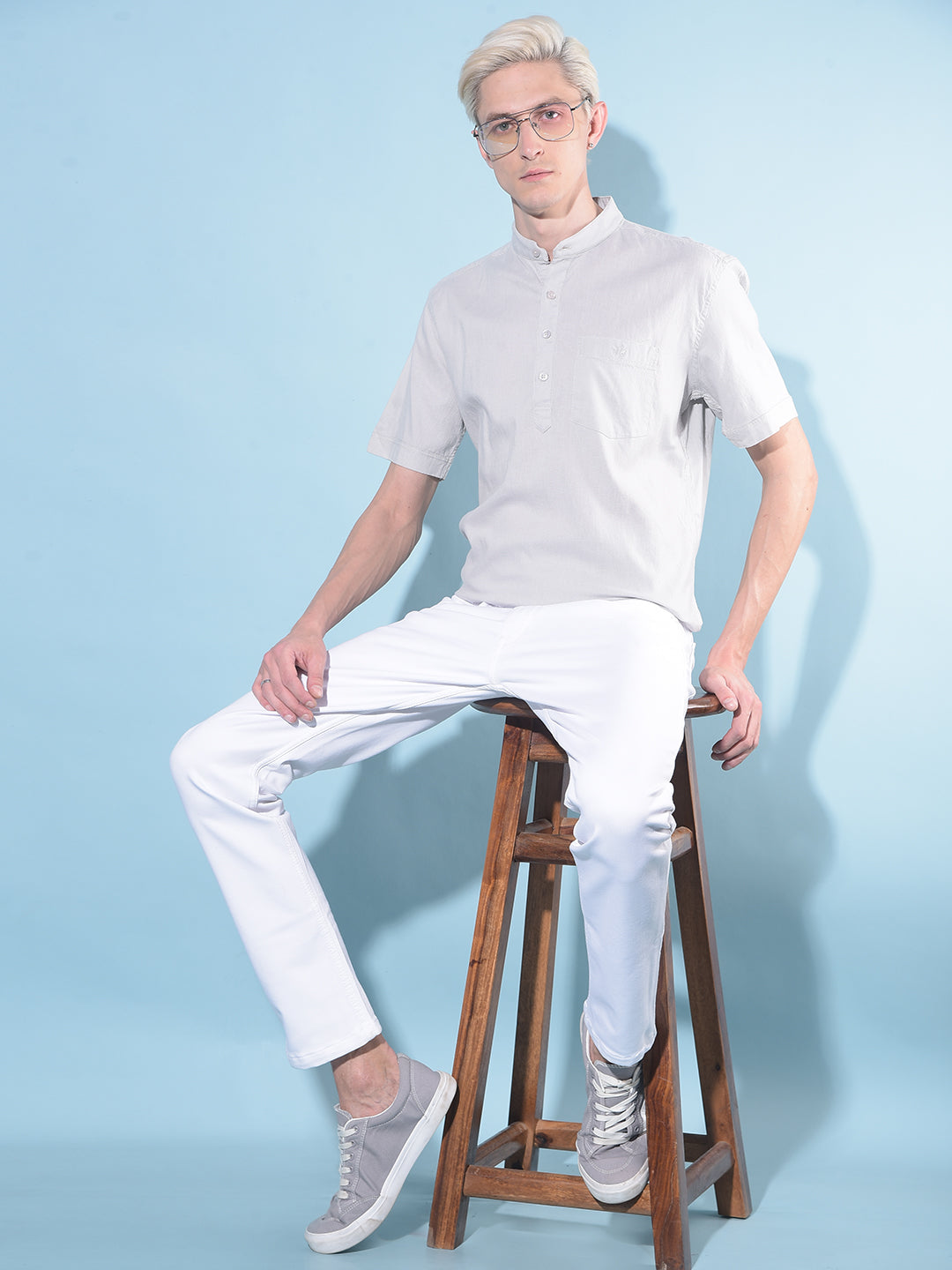 Grey Linen Kurta-Men Kurtas-Crimsoune Club