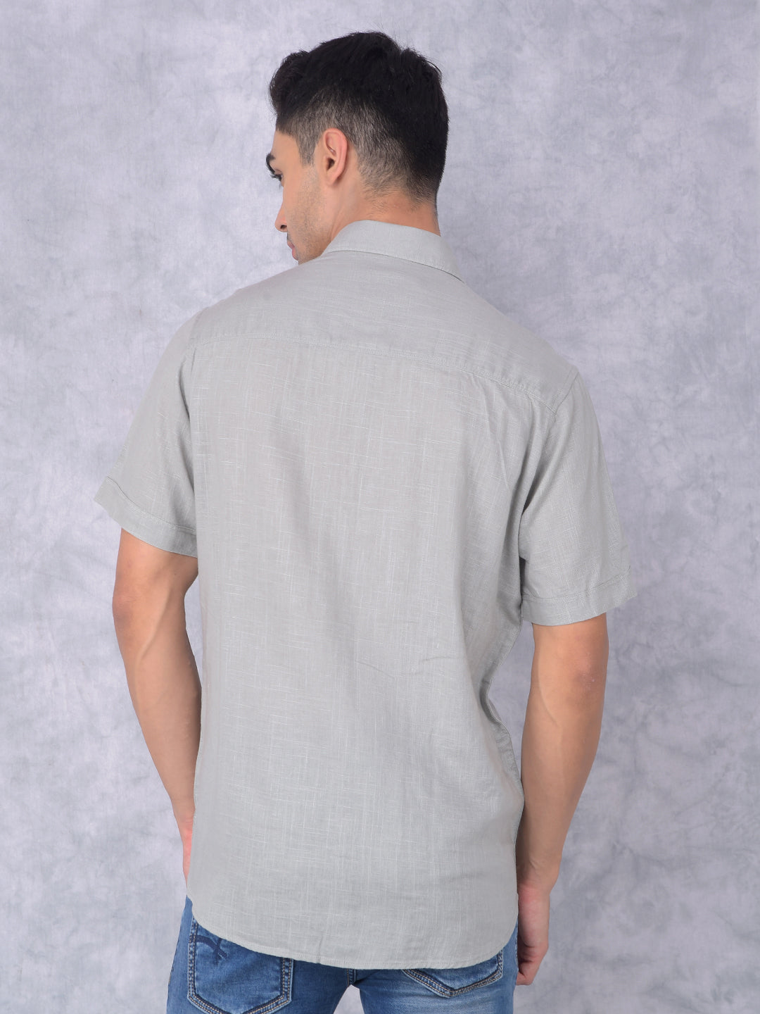 Green Printed Linen Shirt-Men Shirts-Crimsoune Club