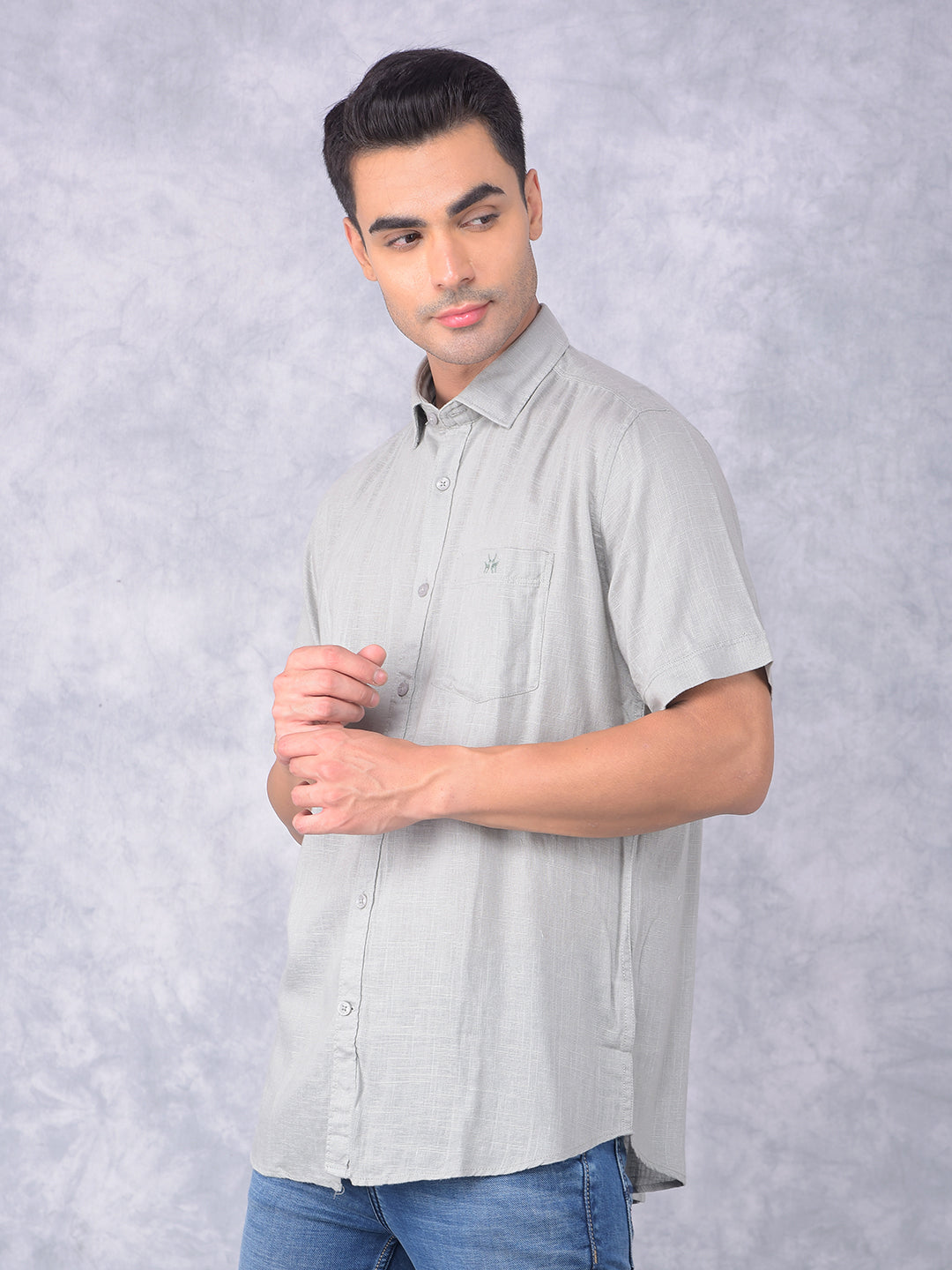 Green Printed Linen Shirt-Men Shirts-Crimsoune Club