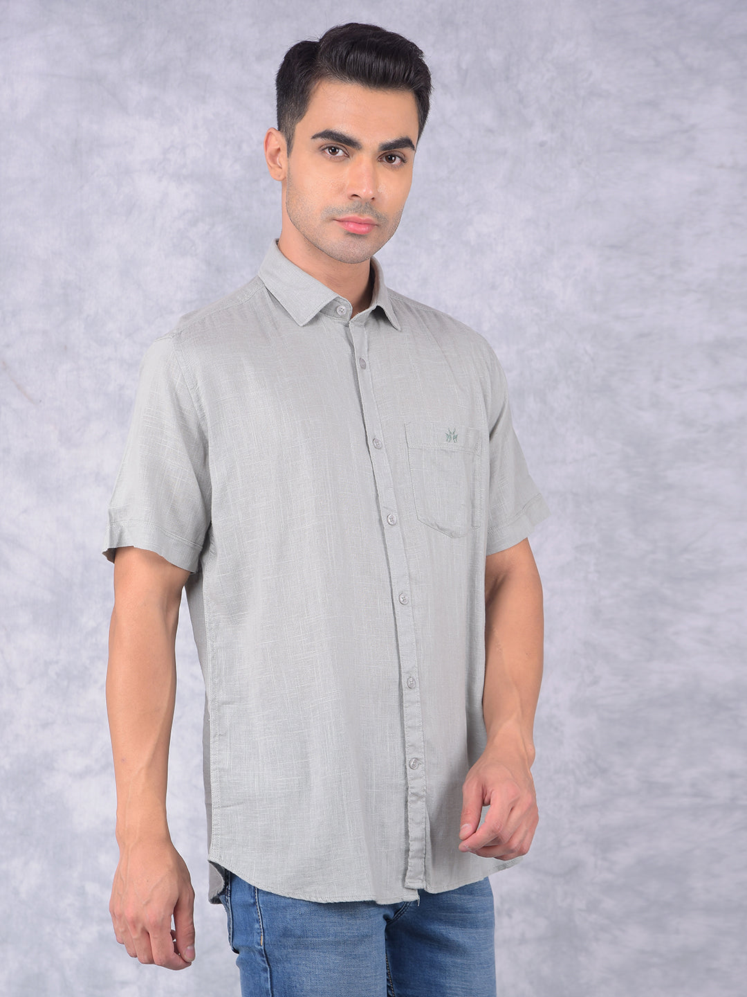 Green Printed Linen Shirt-Men Shirts-Crimsoune Club