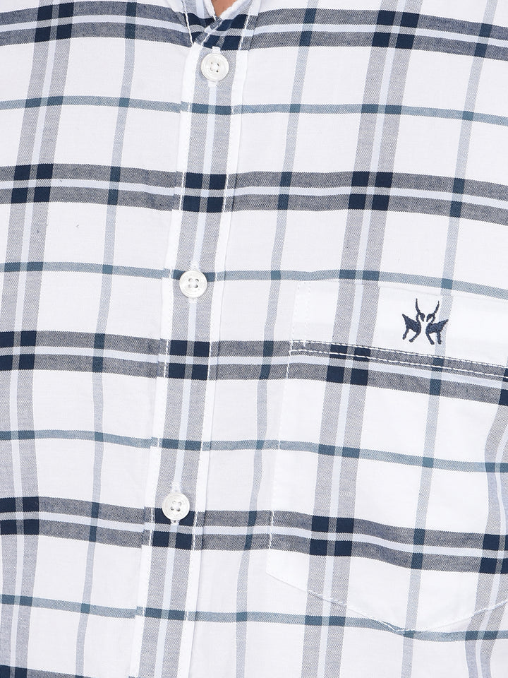 White Checked 100% Cotton Shirt-Men Shirts-Crimsoune Club
