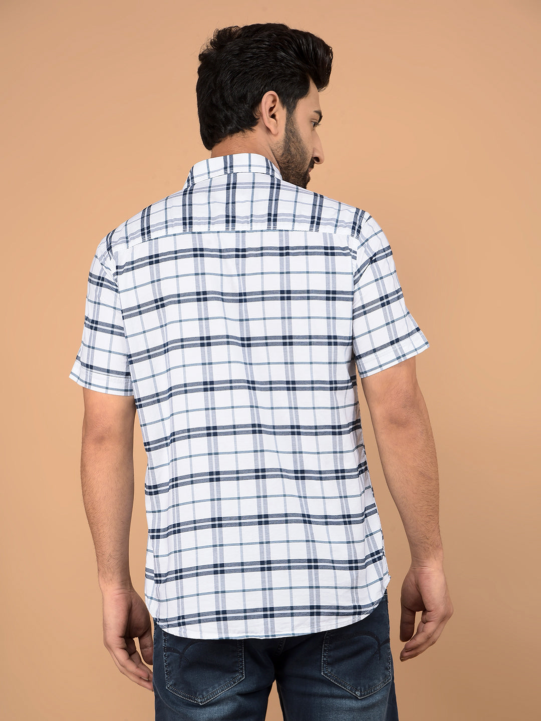 White Checked 100% Cotton Shirt-Men Shirts-Crimsoune Club