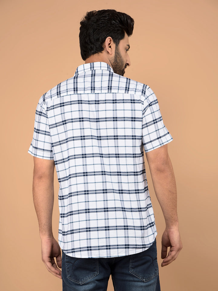 White Checked 100% Cotton Shirt-Men Shirts-Crimsoune Club