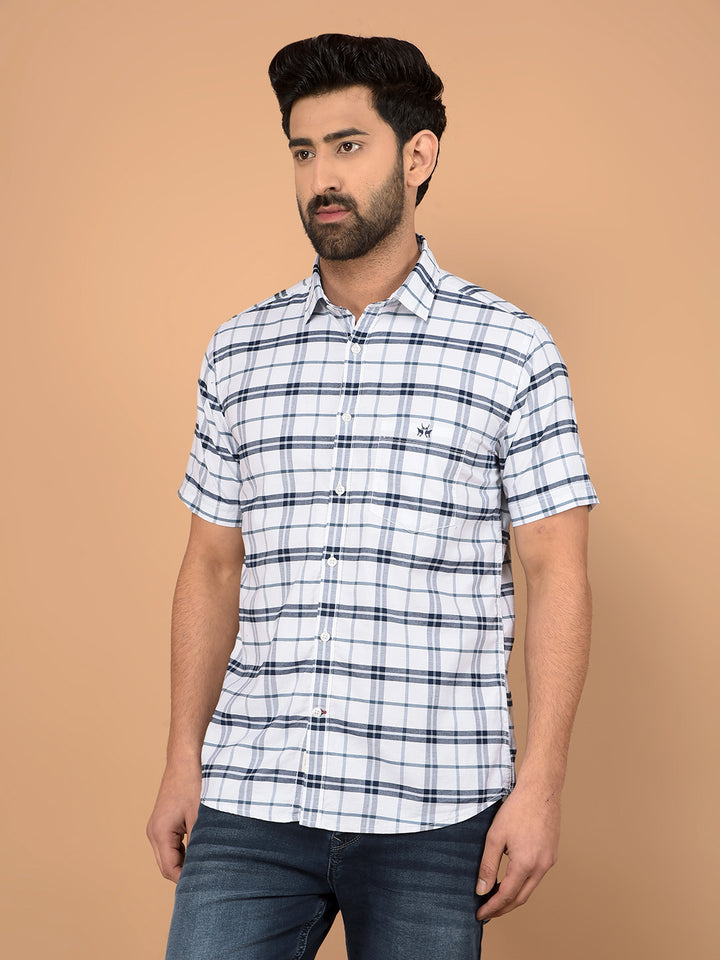 White Checked 100% Cotton Shirt-Men Shirts-Crimsoune Club
