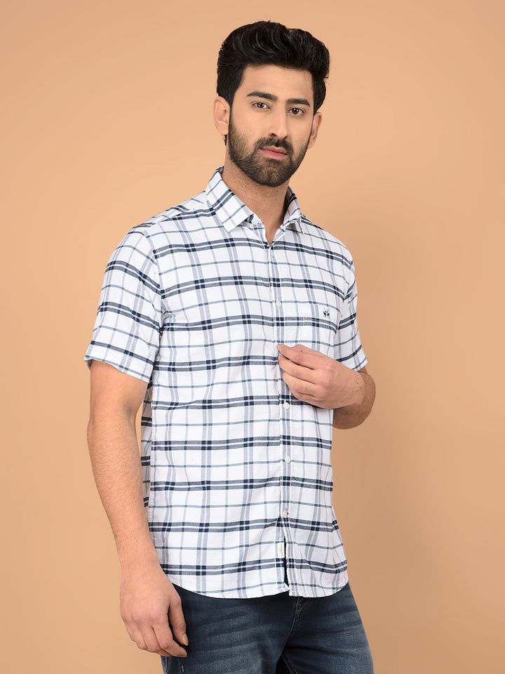 White Checked 100% Cotton Shirt-Men Shirts-Crimsoune Club