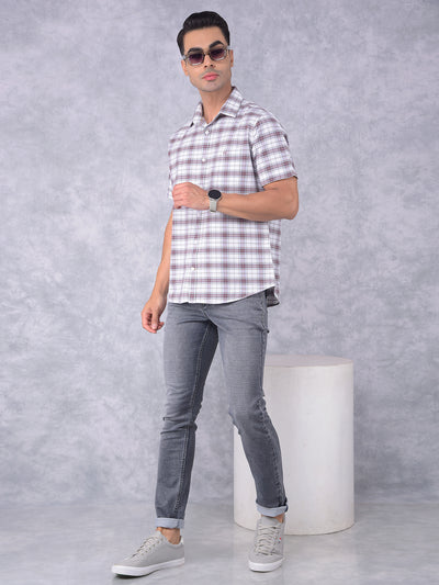 Brown Checked 100% Cotton Shirt-Men Shirts-Crimsoune Club