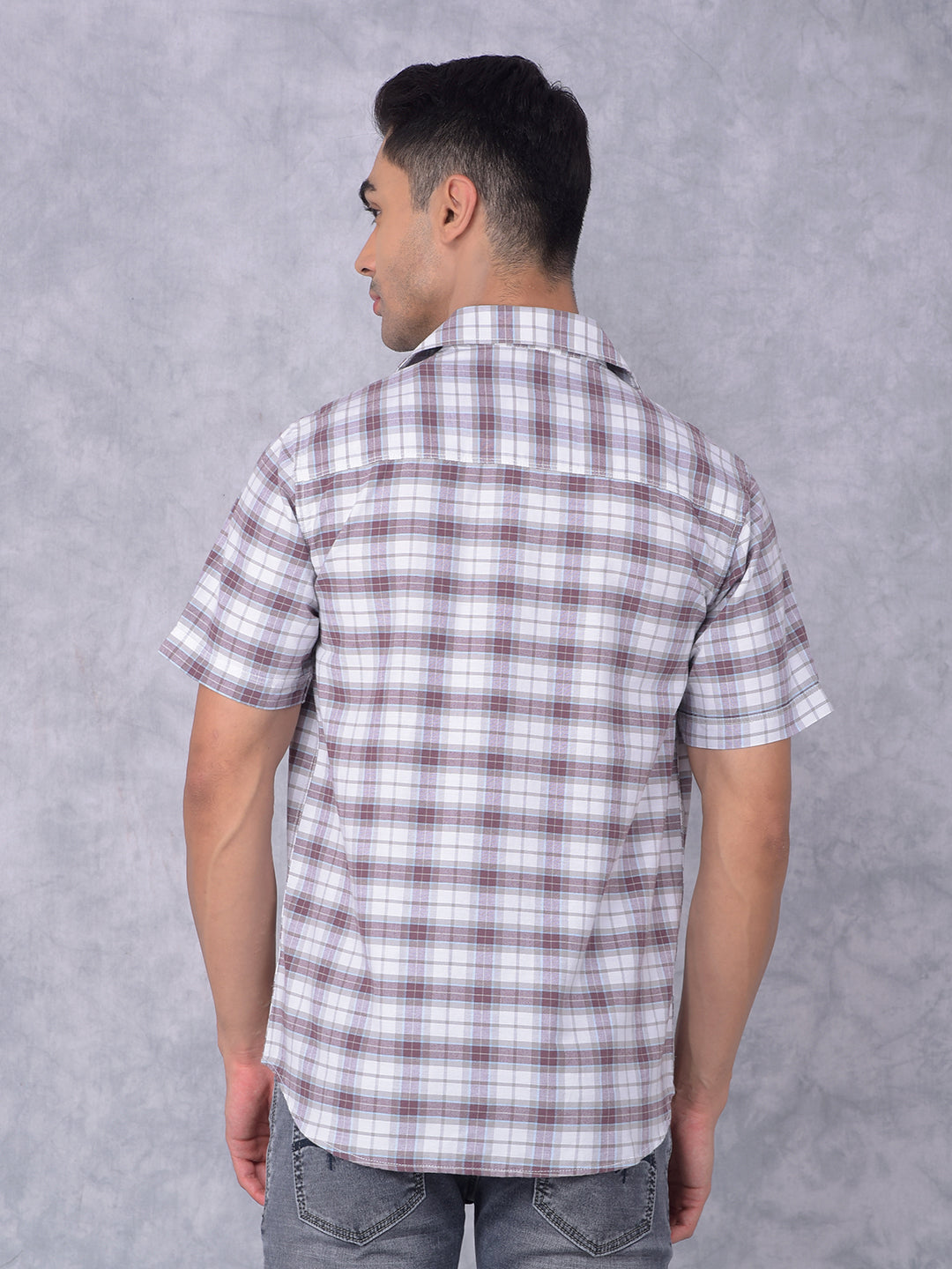 Brown Checked 100% Cotton Shirt-Men Shirts-Crimsoune Club