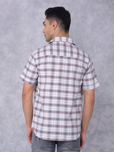 Brown Checked 100% Cotton Shirt-Men Shirts-Crimsoune Club