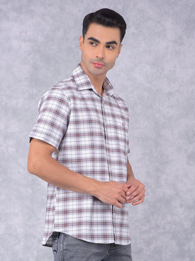 Brown Checked 100% Cotton Shirt-Men Shirts-Crimsoune Club