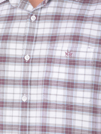 Brown Checked 100% Cotton Shirt-Men Shirts-Crimsoune Club