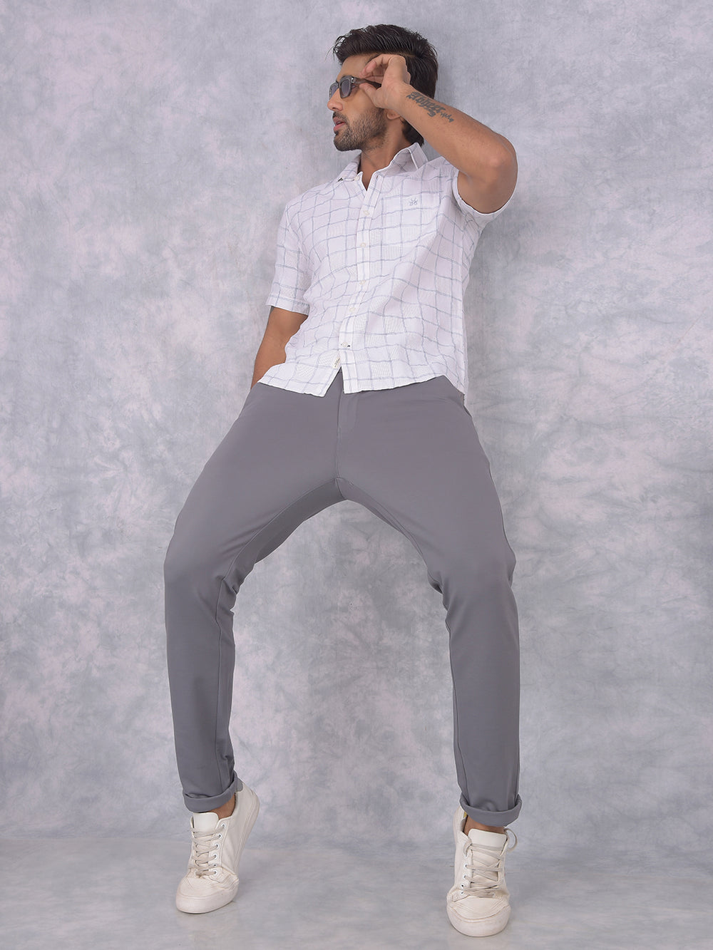 White Checked 100% Cotton Shirt-Men Shirts-Crimsoune Club
