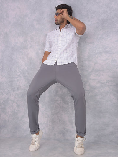 White Checked 100% Cotton Shirt-Men Shirts-Crimsoune Club