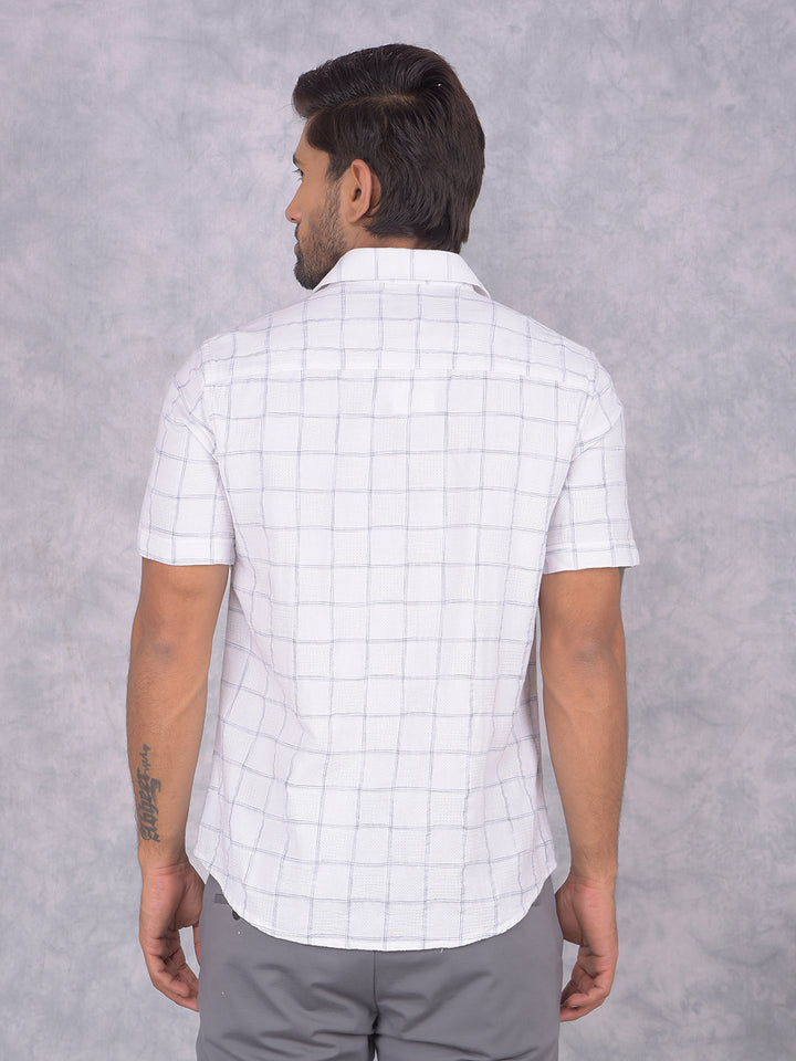 White Checked 100% Cotton Shirt-Men Shirts-Crimsoune Club