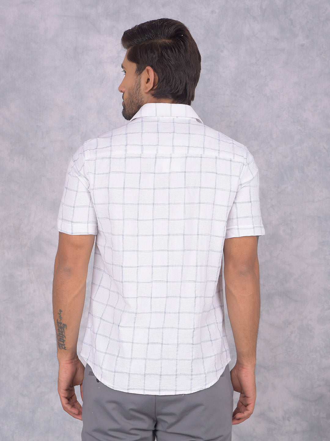 White Checked 100% Cotton Shirt-Men Shirts-Crimsoune Club