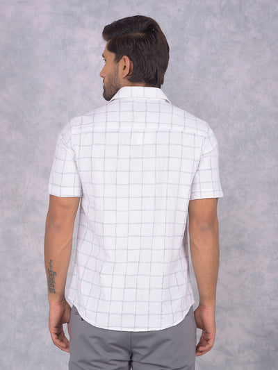 White Checked 100% Cotton Shirt-Men Shirts-Crimsoune Club