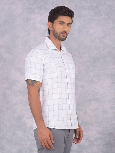 White Checked 100% Cotton Shirt-Men Shirts-Crimsoune Club