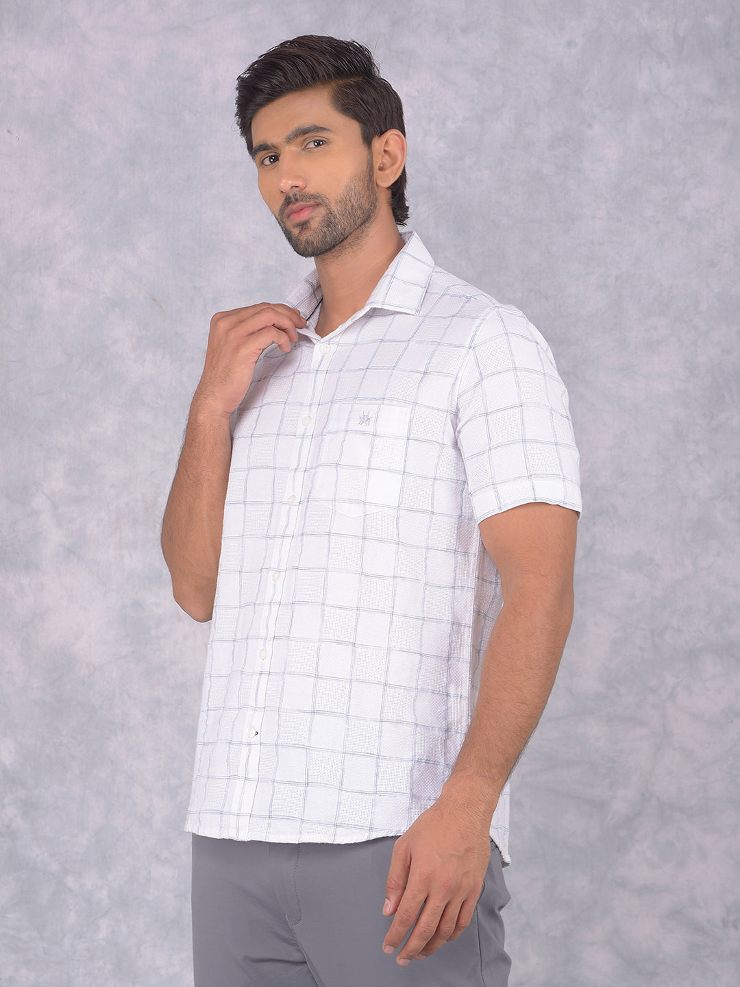 White Checked 100% Cotton Shirt-Men Shirts-Crimsoune Club