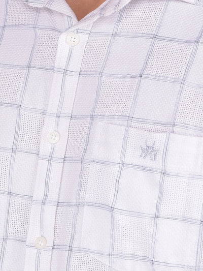 White Checked 100% Cotton Shirt-Men Shirts-Crimsoune Club