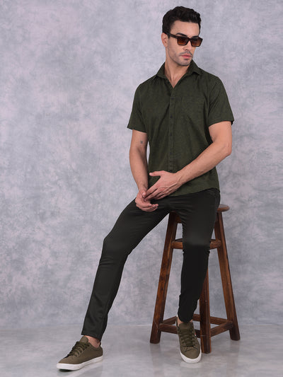Green Floral Print 100% Cotton Shirt-Men Shirts-Crimsoune Club