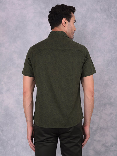 Green Floral Print 100% Cotton Shirt-Men Shirts-Crimsoune Club