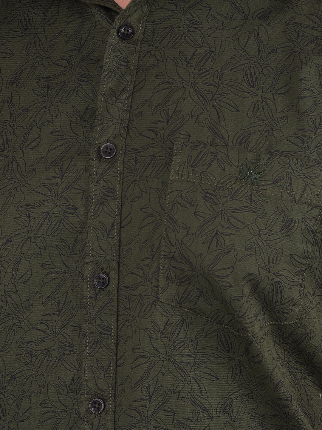 Green Floral Print 100% Cotton Shirt-Men Shirts-Crimsoune Club