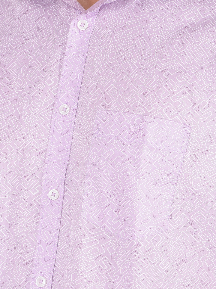 Purple Printed 100% Cotton Shirt-Men Shirts-Crimsoune Club