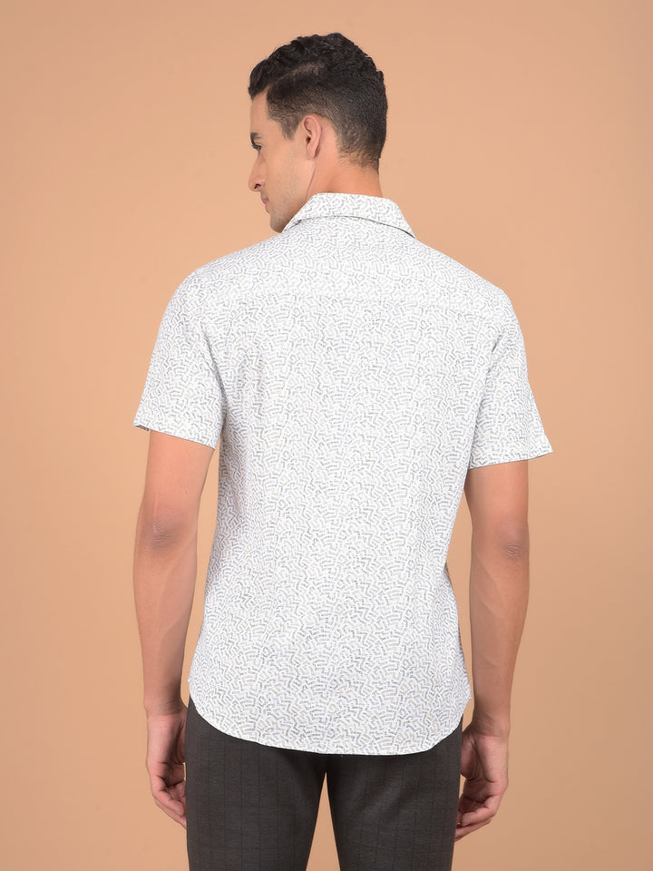 Olive Printed 100% Cotton Shirt-Men Shirts-Crimsoune Club