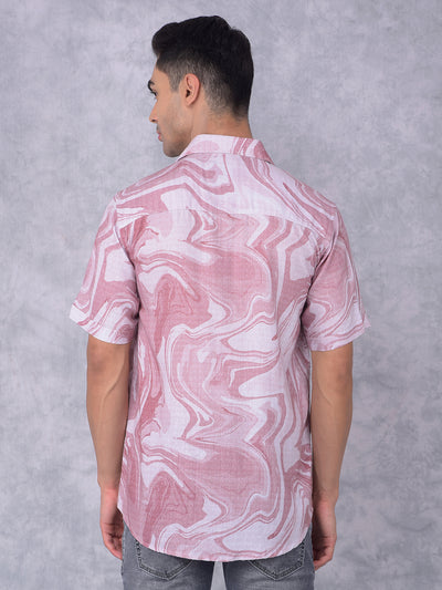 Red Printed Linen Shirt-Men Shirts-Crimsoune Club
