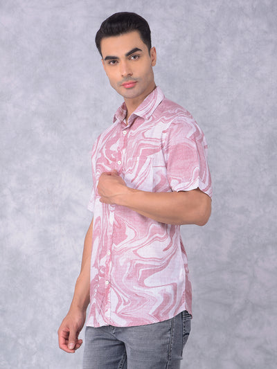 Red Printed Linen Shirt-Men Shirts-Crimsoune Club