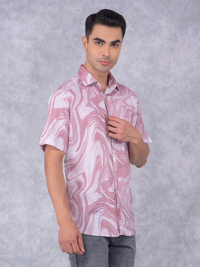 Red Printed Linen Shirt-Men Shirts-Crimsoune Club