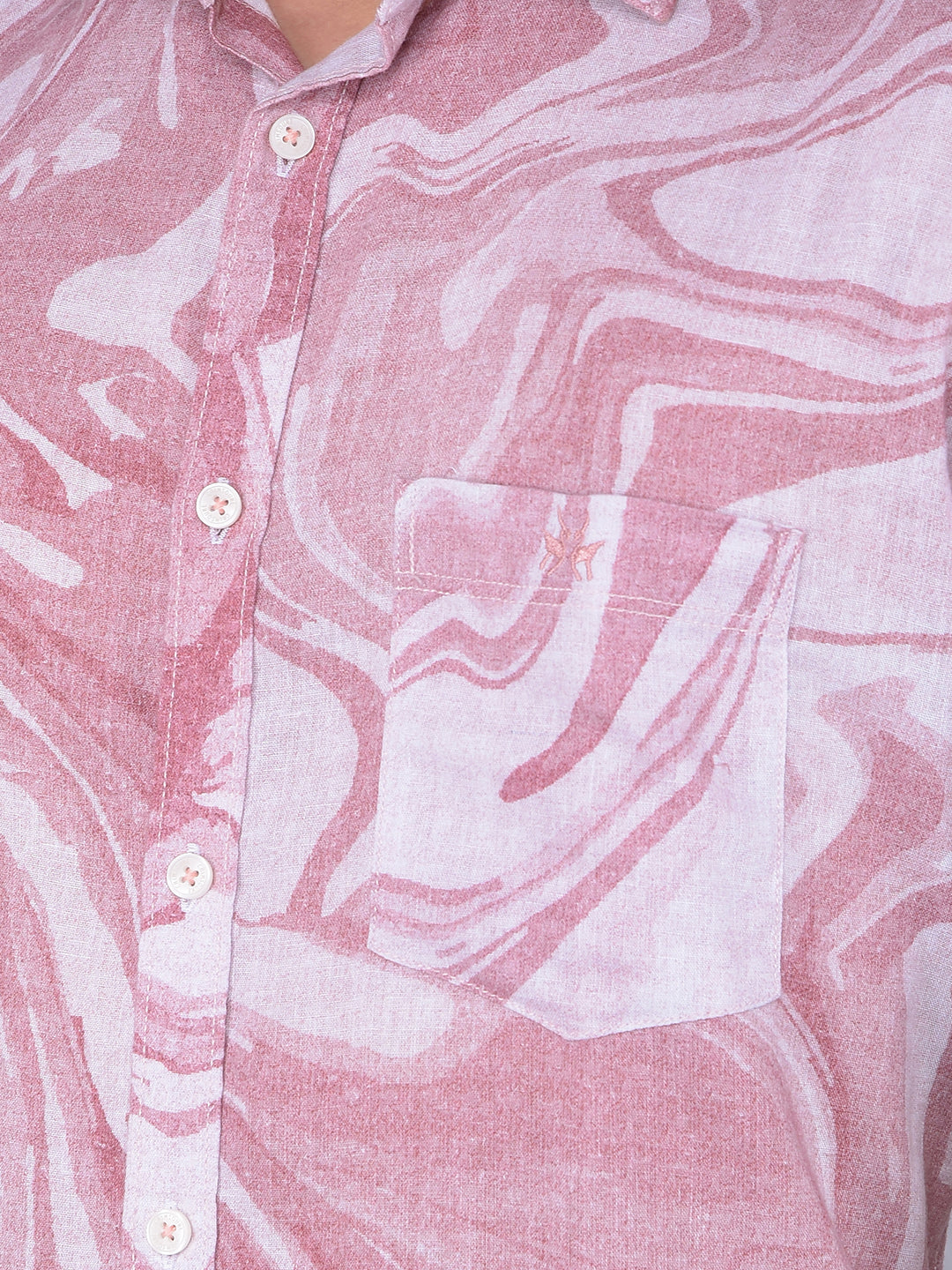 Red Printed Linen Shirt-Men Shirts-Crimsoune Club