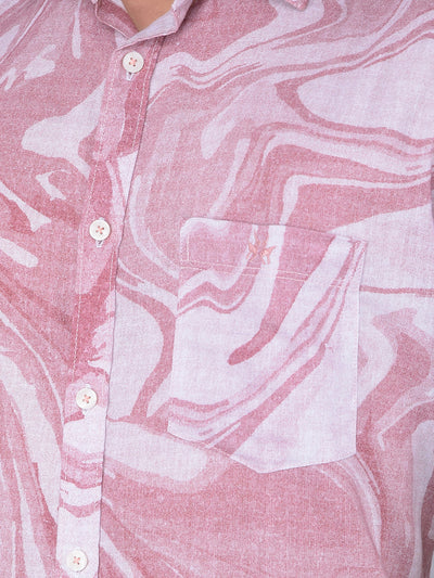 Red Printed Linen Shirt-Men Shirts-Crimsoune Club