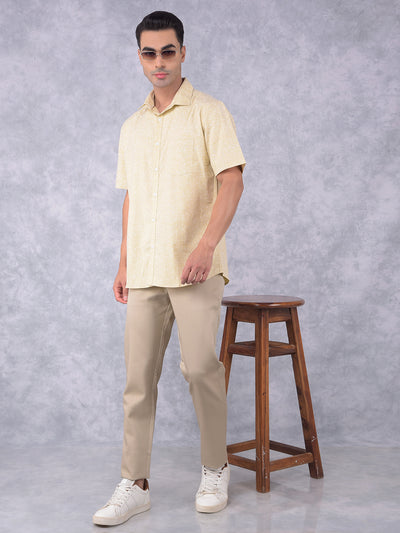 Yellow Floral Print Shirt-Men Shirts-Crimsoune Club