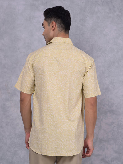 Yellow Floral Print Shirt-Men Shirts-Crimsoune Club