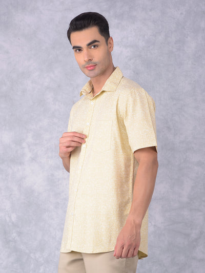Yellow Floral Print Shirt-Men Shirts-Crimsoune Club