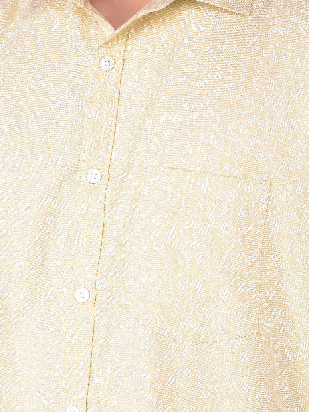 Yellow Floral Print Shirt-Men Shirts-Crimsoune Club