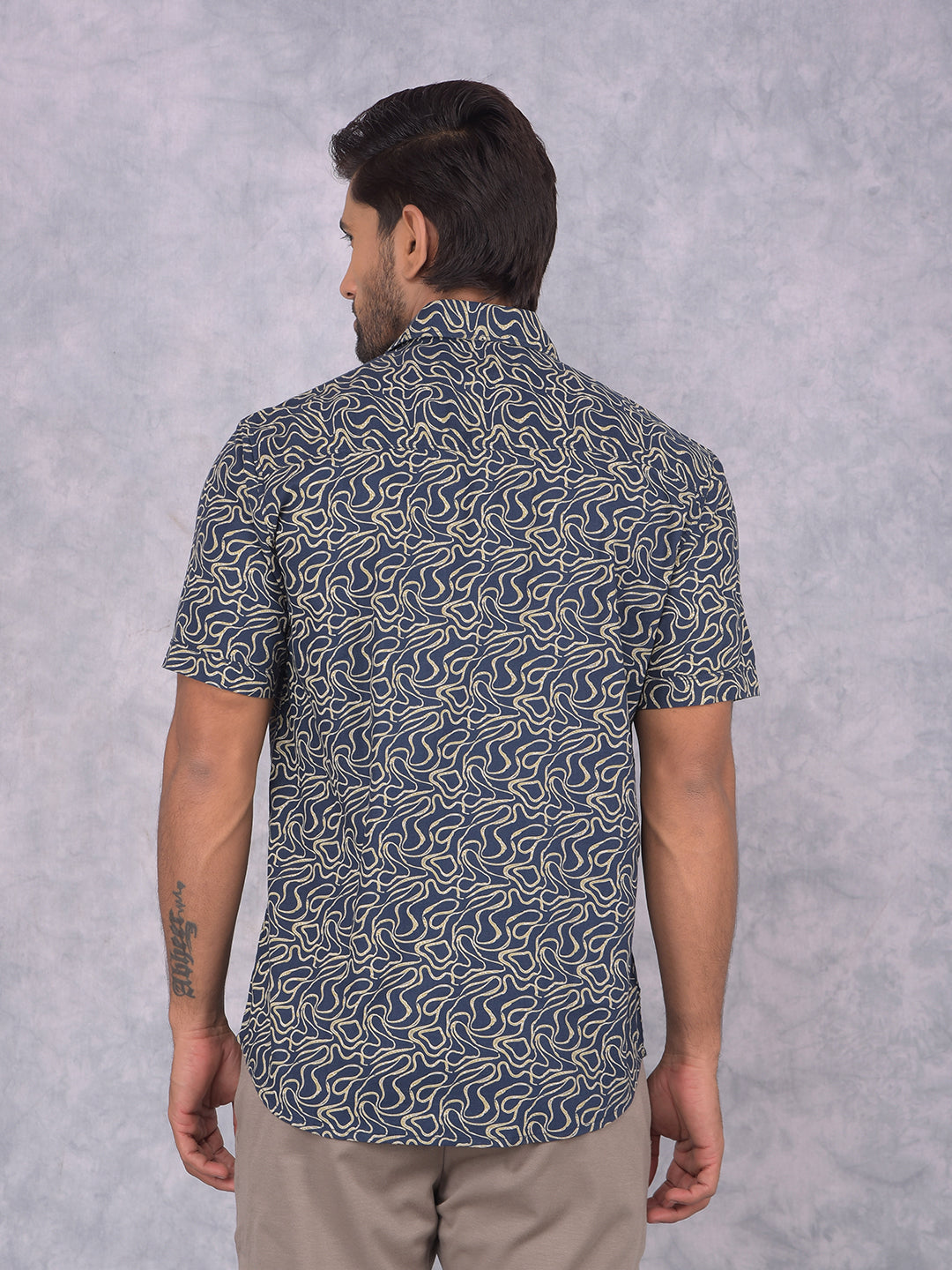 Olive Printed Shirt-Men Shirts-Crimsoune Club