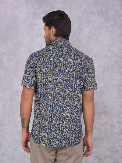Olive Printed Shirt-Men Shirts-Crimsoune Club