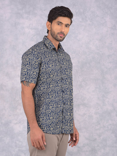Olive Printed Shirt-Men Shirts-Crimsoune Club