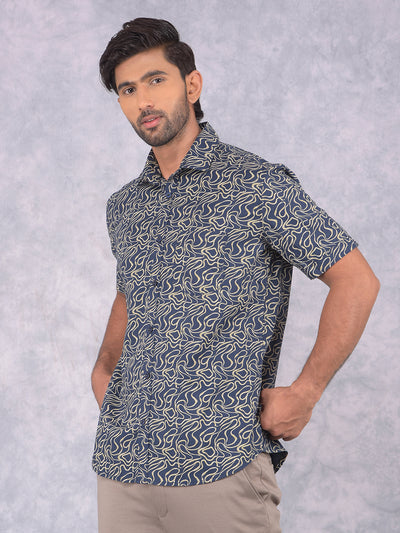 Olive Printed Shirt-Men Shirts-Crimsoune Club