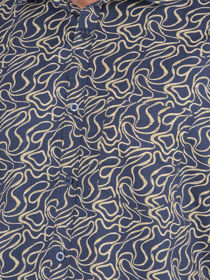 Olive Printed Shirt-Men Shirts-Crimsoune Club