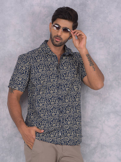 Olive Printed Shirt-Men Shirts-Crimsoune Club