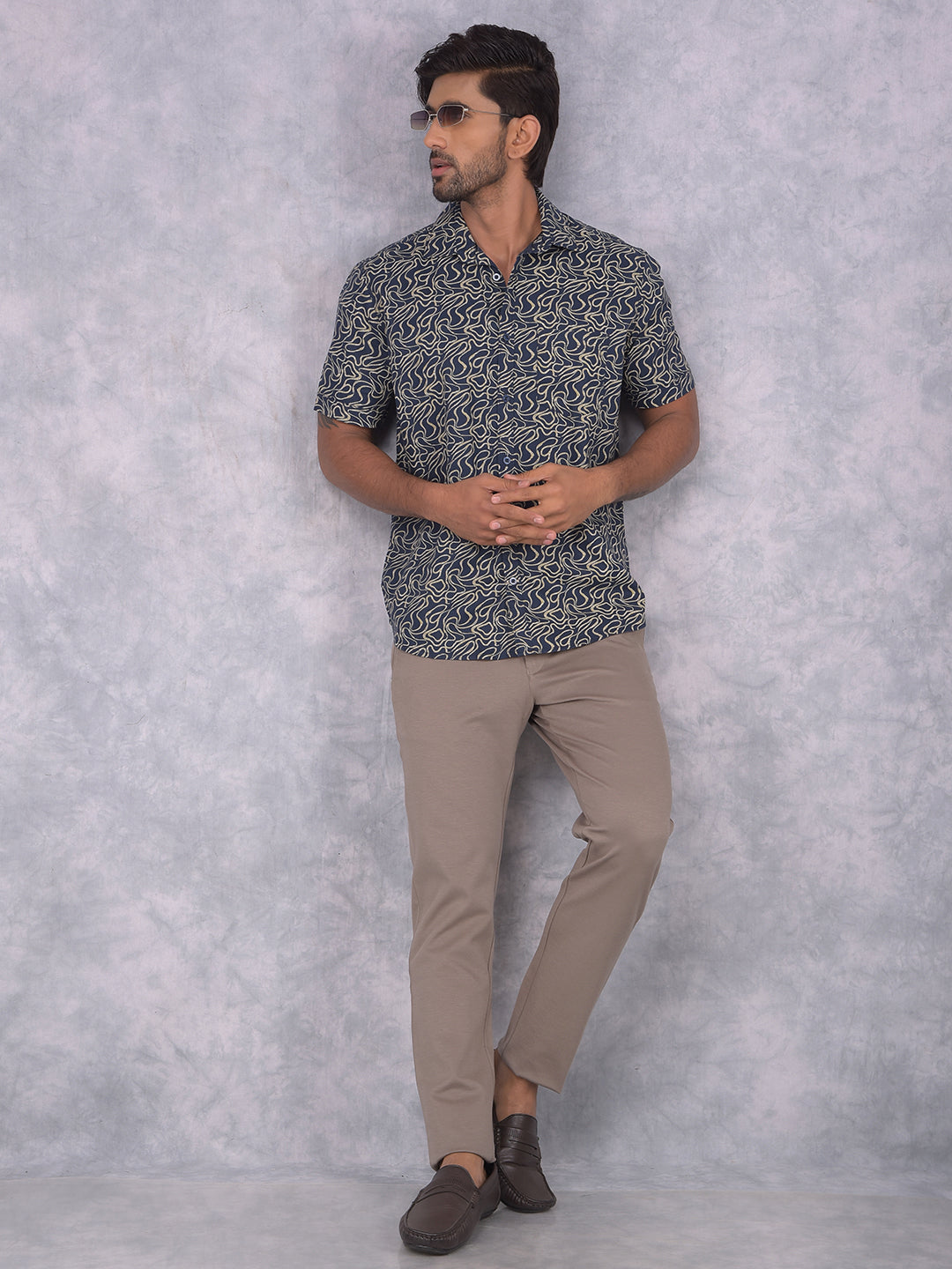 Olive Printed Shirt-Men Shirts-Crimsoune Club