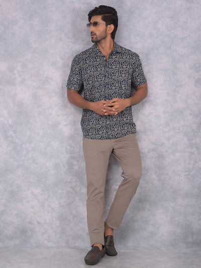 Olive Printed Shirt-Men Shirts-Crimsoune Club