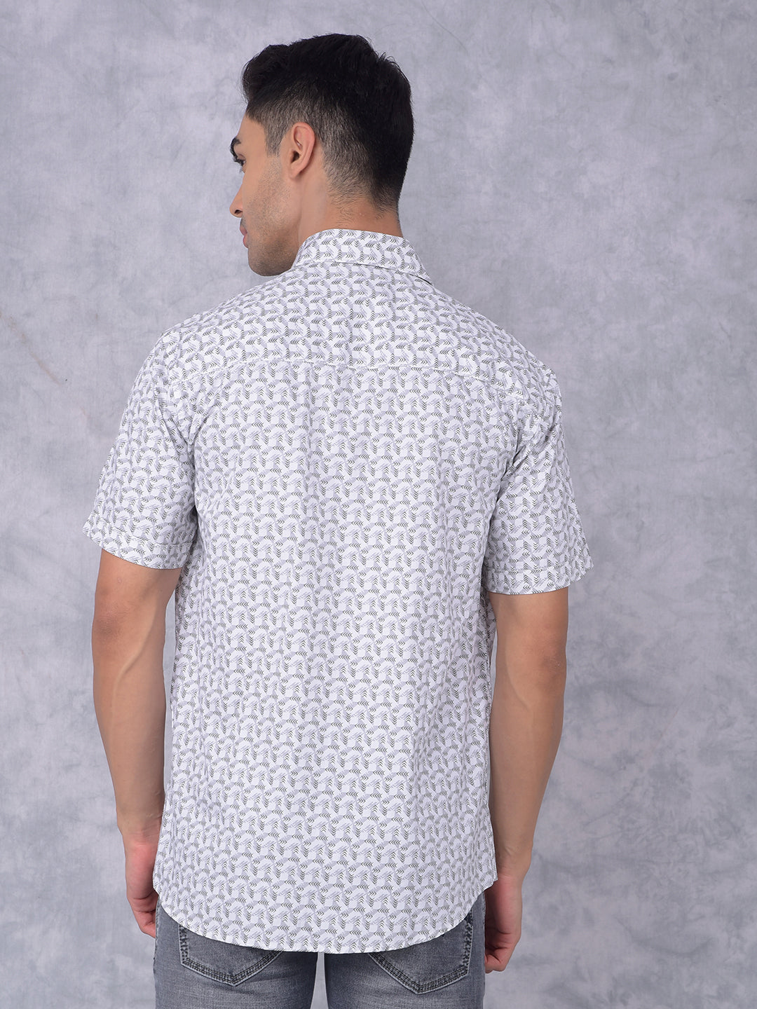 Olive Printed 100% Cotton Shirt-Men Shirts-Crimsoune Club